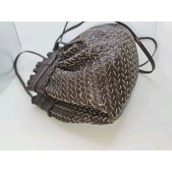 Fendi Shoulder Bag Brown Leather Vintage Braided Pochette Mini Draws 7x5 - Picture 6 of 16